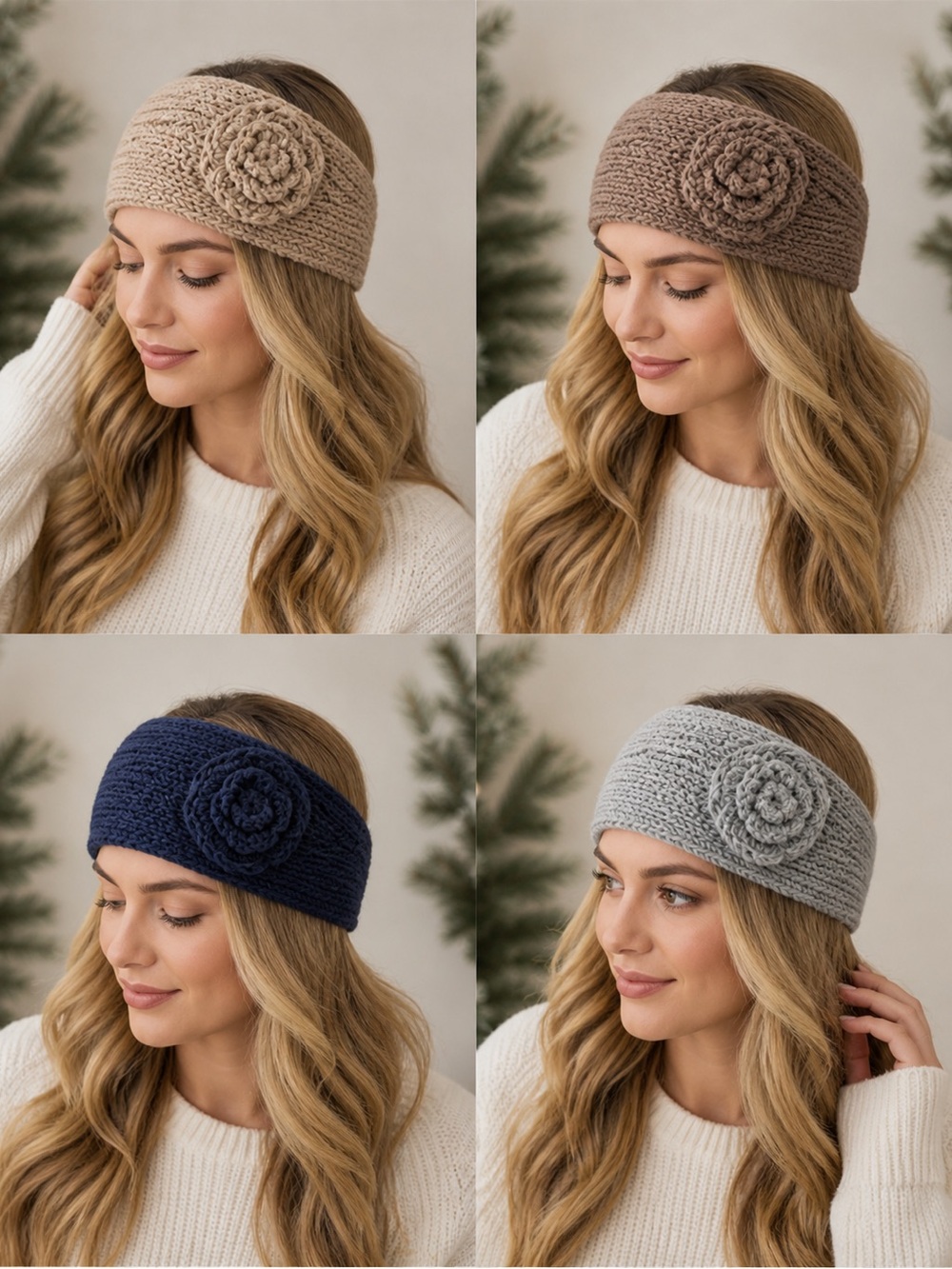 Knit Headband Bundle w/ Flower Detail | Cozy‎ Winter Ear Warmers